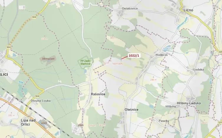 Dražba pole, Olešnice, 318 m2