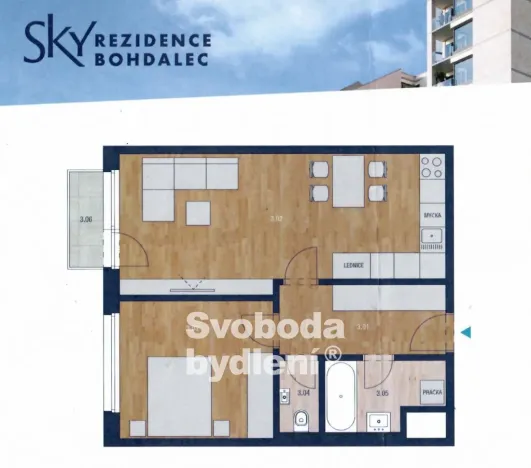 Pronájem bytu 2+kk, Praha - Michle, U plynárny, 59 m2