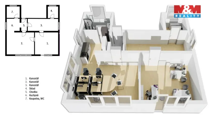 Pronájem kanceláře, Hradec Králové - Slezské Předměstí, Luční, 77 m2