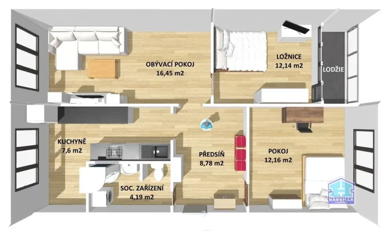 Prodej bytu 3+1, Bezdružice, Na Sídlišti, 62 m2