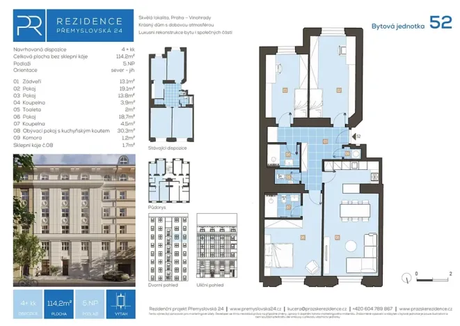 Prodej bytu 4+kk, Praha - Vinohrady, Přemyslovská, 114 m2