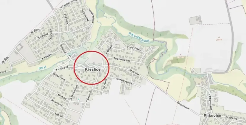 Prodej pozemku pro bydlení, Praha - Křeslice, 2300 m2