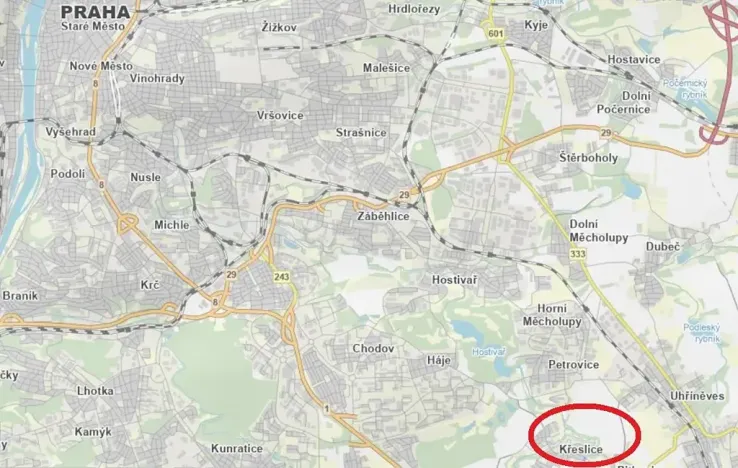 Prodej pozemku pro bydlení, Praha - Křeslice, 2300 m2