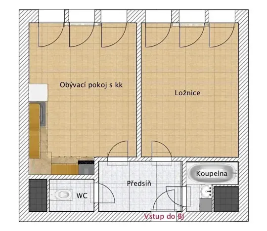 Pronájem bytu 2+kk, Karlík, K Třešňovce, 37 m2