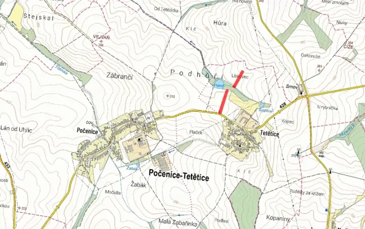 Prodej pole, Počenice-Tetětice, 10178 m2
