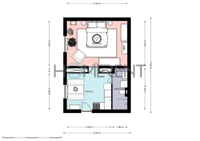 Pronájem bytu 1+1, Praha - Malešice, Bakalářská, 38 m2
