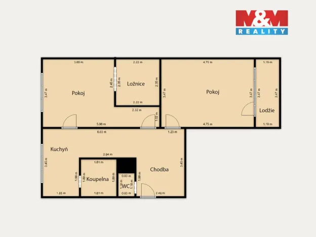 Prodej bytu 2+1, Cheb, Přátelství, 59 m2