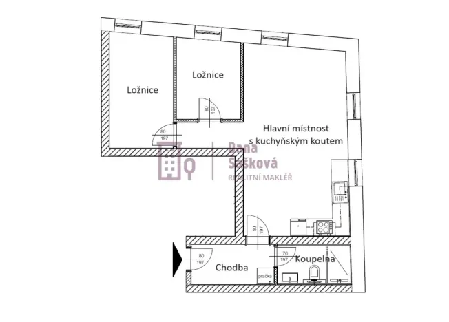 Pronájem bytu 3+kk, Jindřichův Hradec - Jindřichův Hradec I, nám. Míru, 57 m2