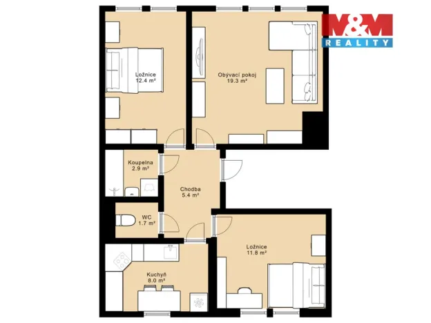 Prodej bytu 3+1, Mirotice, Za Sady, 70 m2