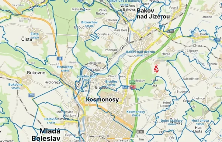 Pronájem louky, Bakov nad Jizerou, 48746 m2