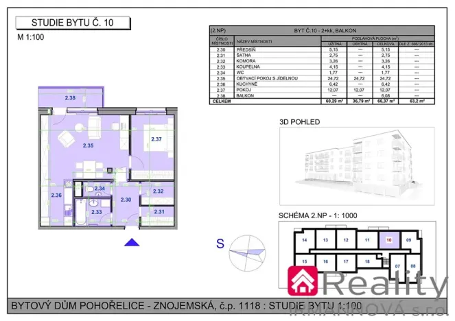 Prodej bytu 2+kk, Pohořelice, Znojemská, 66 m2