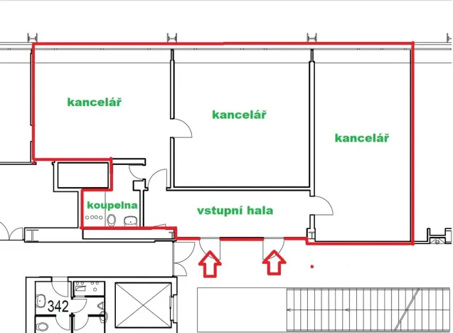 Pronájem kanceláře, Praha - Libeň, Sokolovská, 114 m2