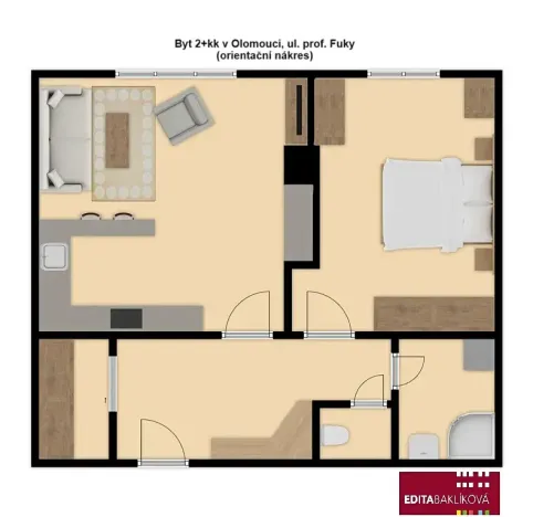 Pronájem bytu 2+kk, Olomouc, Profesora Fuky, 44 m2