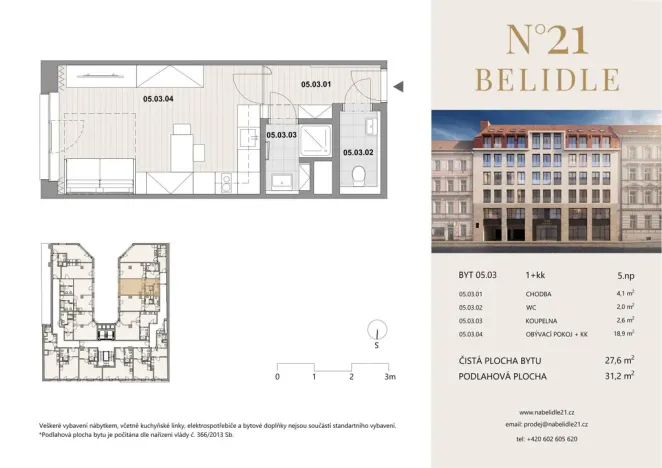 Prodej bytu 1+kk, Praha - Smíchov, Na bělidle, 31 m2