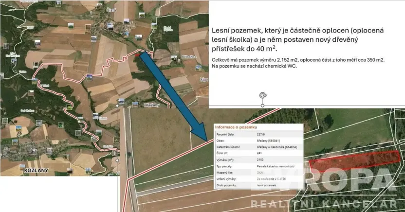 Prodej lesa, Břežany, 2152 m2