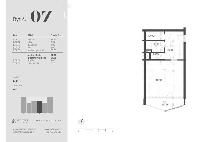 Prodej bytu 1+kk, Zbýšov, čtvrť Padělky, 54 m2