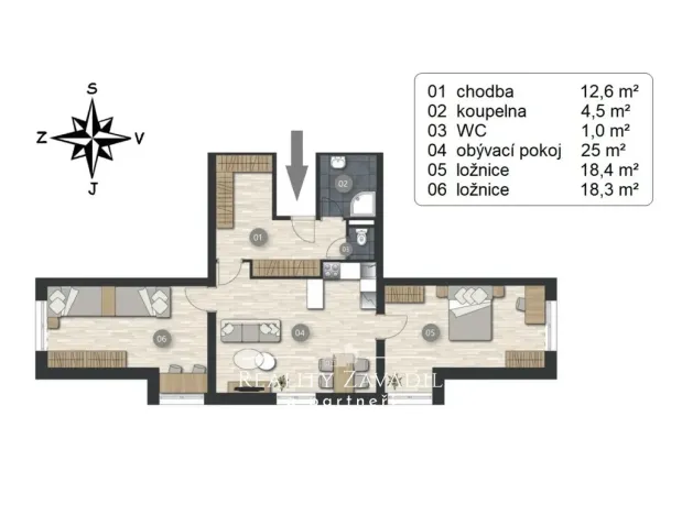 Pronájem bytu 3+kk, Jesenice, Cedrová, 80 m2