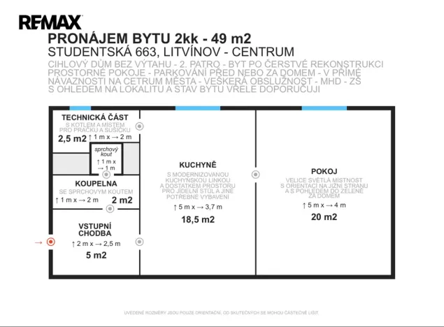Pronájem bytu 2+kk, Litvínov - Horní Litvínov, Studentská, 49 m2