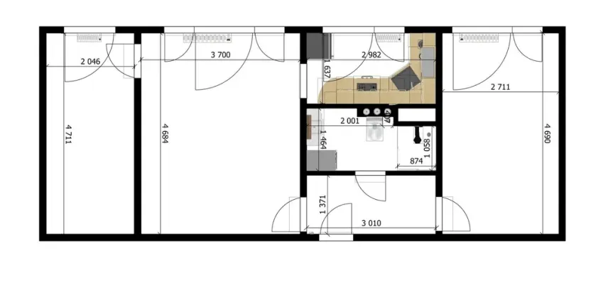Pronájem bytu 3+1, Praha - Střížkov, Harrachovská, 52 m2