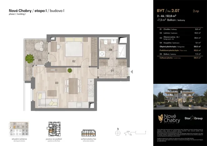 Prodej bytu 2+kk, Praha - Dolní Chabry, U jízdárny, 52 m2