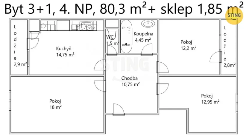 Prodej bytu 3+1, Moravský Krumlov, Pionýrská, 77 m2