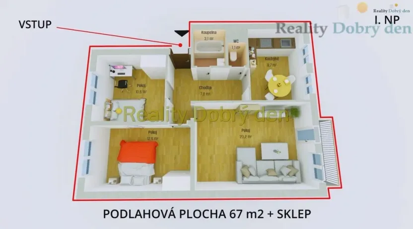 Pronájem bytu 3+1, Horní Benešov, Leskovská, 67 m2