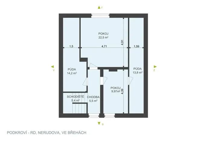 Prodej rodinného domu, Břehy, Nerudova, 123 m2