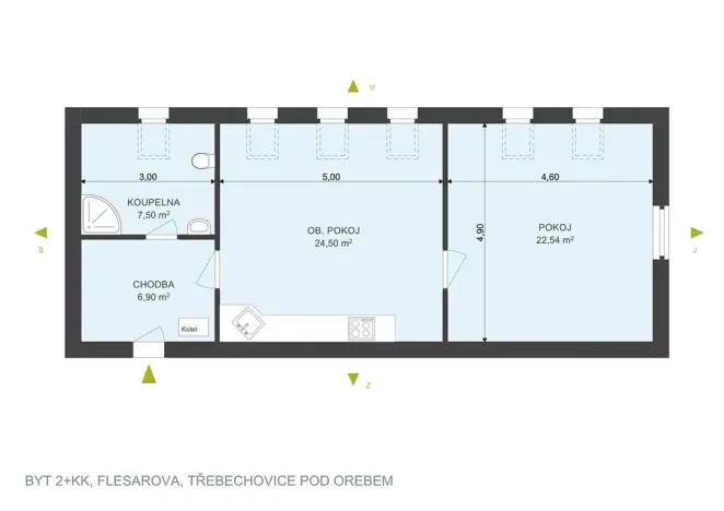 Prodej bytu 2+kk, Třebechovice pod Orebem, Flesarova, 58 m2