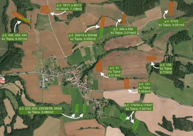 Prodej pole, Tojice, 44359 m2