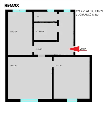 Prodej bytu 2+1, Jirkov, Obránců míru, 59 m2