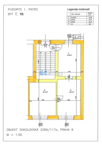 Pronájem bytu 2+1, Praha - Libeň, Sokolovská, 58 m2
