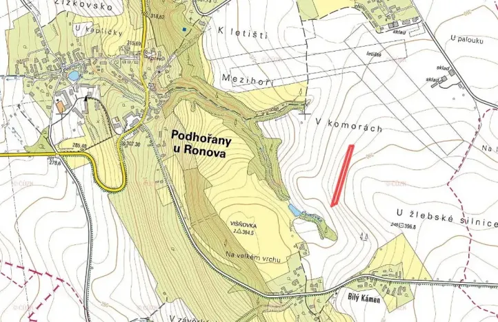 Prodej podílu pole, Podhořany u Ronova, 1986 m2