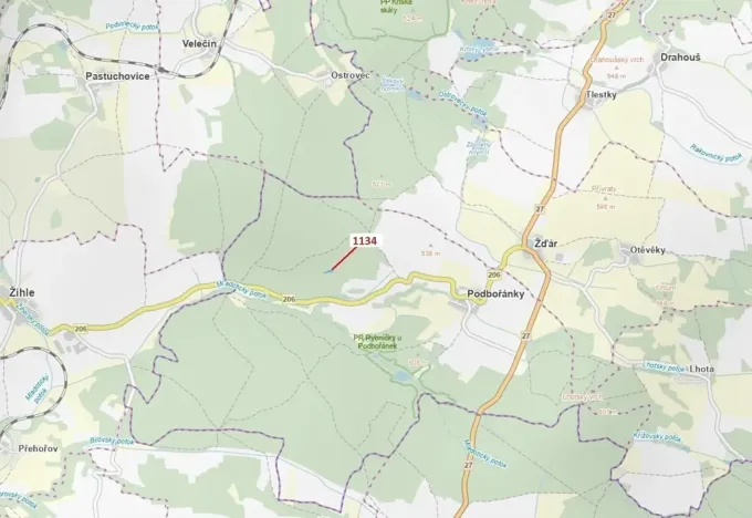 Dražba lesa, Jesenice, 1636 m2