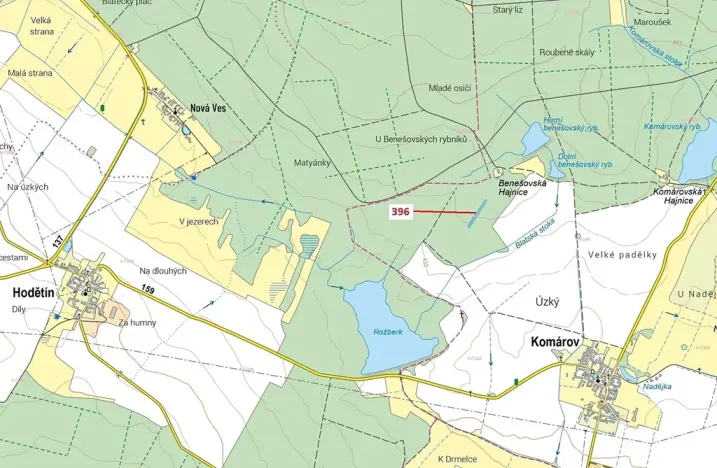 Dražba lesa, Komárov, 3832 m2