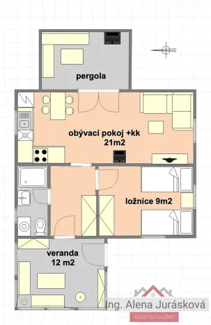 Pronájem chaty, Hradištko, Severka, 56 m2