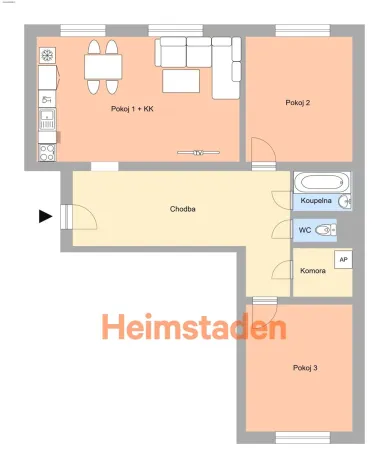 Pronájem bytu 3+1, Ostrava - Poruba, náměstí Jana Nerudy, 76 m2