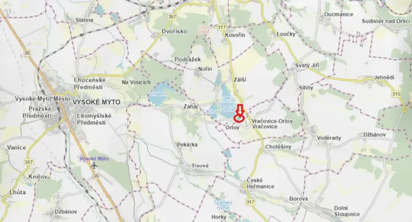 Prodej podílu lesa, Vračovice-Orlov, 2036 m2