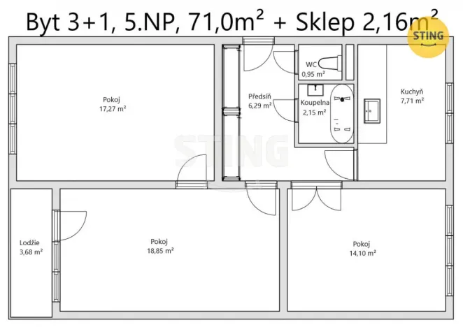 Prodej bytu 3+1, Uherské Hradiště, Svatováclavská, 67 m2