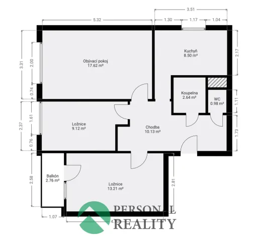 Prodej bytu 3+1, Libčice nad Vltavou, Pod Saharou, 62 m2