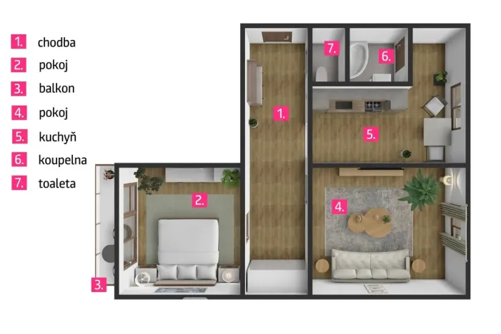 Pronájem bytu 2+1, Třebíč, Zahraničního odboje, 58 m2