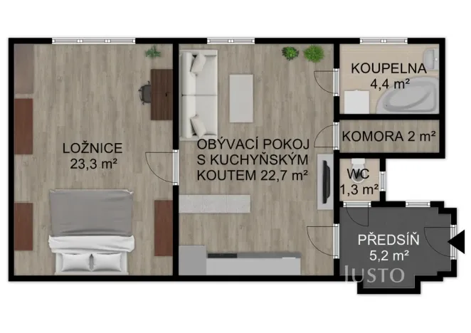 Prodej bytu 2+kk, Písek - Budějovické Předměstí, Kollárova, 59 m2