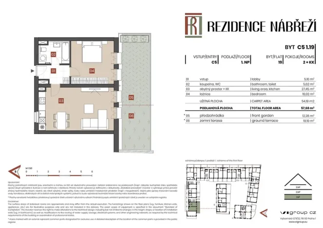 Prodej bytu 2+kk, Brandýs nad Labem-Stará Boleslav - Stará Boleslav, Nábřeží, 54 m2