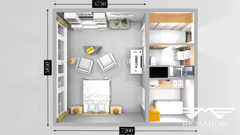 Pronájem bytu 1+kk, Praha - Troja, Lublinská, 42 m2