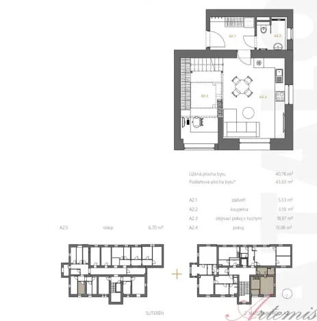 Pronájem bytu 2+kk, Ostrava - Moravská Ostrava, Křižíkova, 48 m2