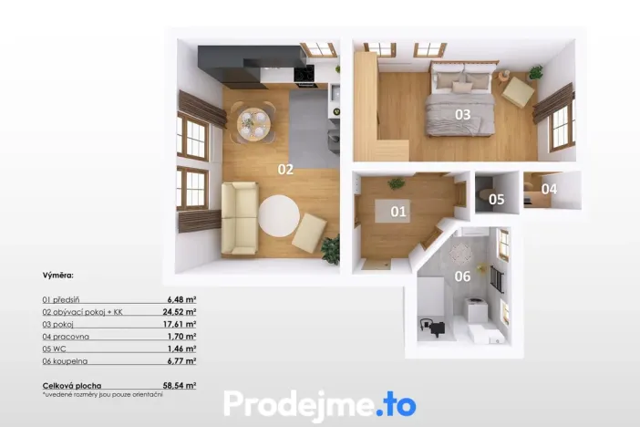 Pronájem bytu 2+kk, Praha - Smíchov, U Pernikářky, 59 m2