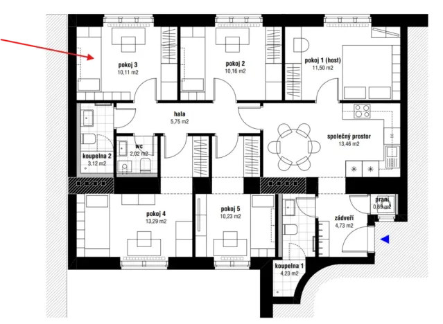 Pronájem pokoje, Praha - Smíchov, Vltavská, 10 m2