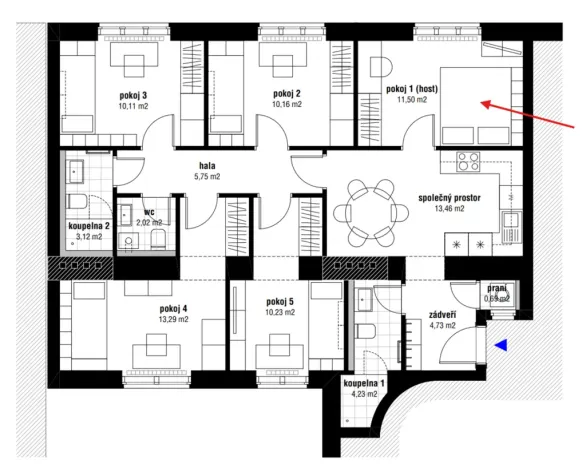 Pronájem pokoje, Praha - Smíchov, Vltavská, 11 m2