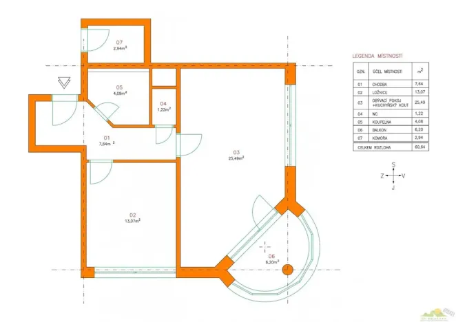 Pronájem bytu 2+kk, Pardubice - Zelené Předměstí, nábřeží Závodu míru, 61 m2