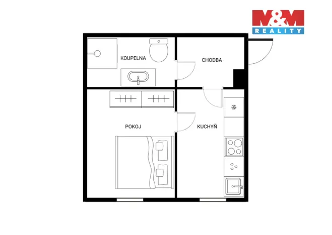 Prodej bytu 1+1, Olomouc - Černovír, Jablonského, 34 m2