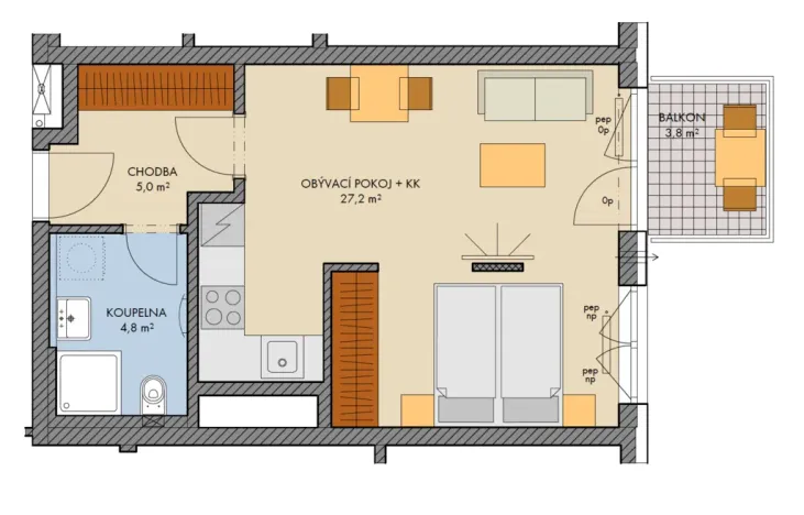Prodej bytu 1+kk, Kralupy nad Vltavou, Purkyňovo nám., 38 m2